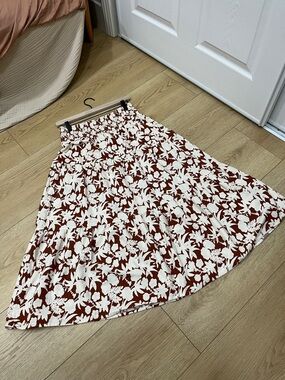 Rust & Cream Floral Summer Skirt